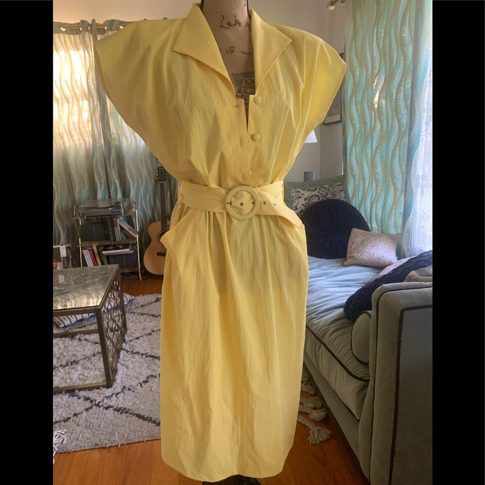Vintage Yellow Belted Dress